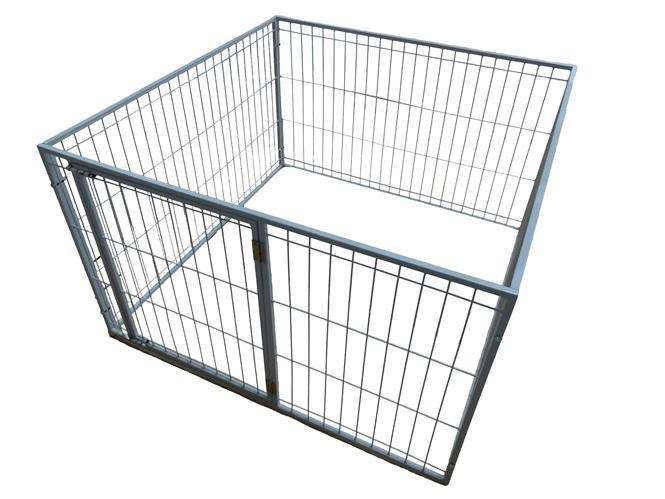  
 D ieses Freilaufgitter ist geeignet f&uuml;r Welpen und Kleintiere. Es ist  stabil verschraubt, um ein Ausbrechen der Tiere verhindern zu k&ouml;nnen.   Zus&auml;tzlich ist eine T&uuml;r mit einem Verriegelung verbaut, welche nach  Au&szlig;en ge&ouml;ffnet werden kann. Das Gitter kann au&szlig;erdem an den  Verschraubungen auseinander gebaut werden. Somit k&ouml;nnen Sie den Freilauf  ganz einfach von Ort zu Ort transportieren. Selbst in zusammen gebauter  Form ist es nicht zu gro&szlig; und zu schwer um es an einen anderen Platz zu  tragen.   
  Vier Gitter mit Verschraubungen incl. eingebauter T&uuml;re (38x55cm)   
 