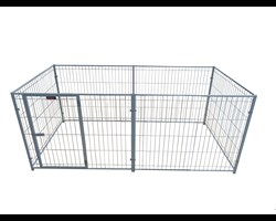   Dieses Freilaufgitter ist geeignet f&uuml;r Kleintiere. Es ist stabil verschraubt, um ein Ausbrechen der Tiere verhindern zu k&ouml;nnen.   Zus&auml;tzlich ist eine T&uuml;r mit einer Verriegelung verbaut, welche nach   Au&szlig;en ge&ouml;ffnet werden kann. Durch die H&ouml;he des Freilaufgitters k&ouml;nnen   Ihre Tiere nicht ausbrechen. Das Gitter kann au&szlig;erdem an den   Verschraubungen auseinander gebaut werden. Somit k&ouml;nnen Sie den Freilauf   ganz einfach von Ort zu Ort transportieren. Selbst in zusammen  gebauter  Form ist es nicht zu gro&szlig; und zu schwer um es an einen anderen  Platz zu  tragen.  
  Sechs Gitter mit Verschraubungen incl. eingebauter T&uuml;re (44x76cm)   